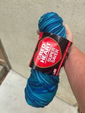 Vtg lot of 3 red heart super saver blue macaw yarn each 5oz/236 yards-new